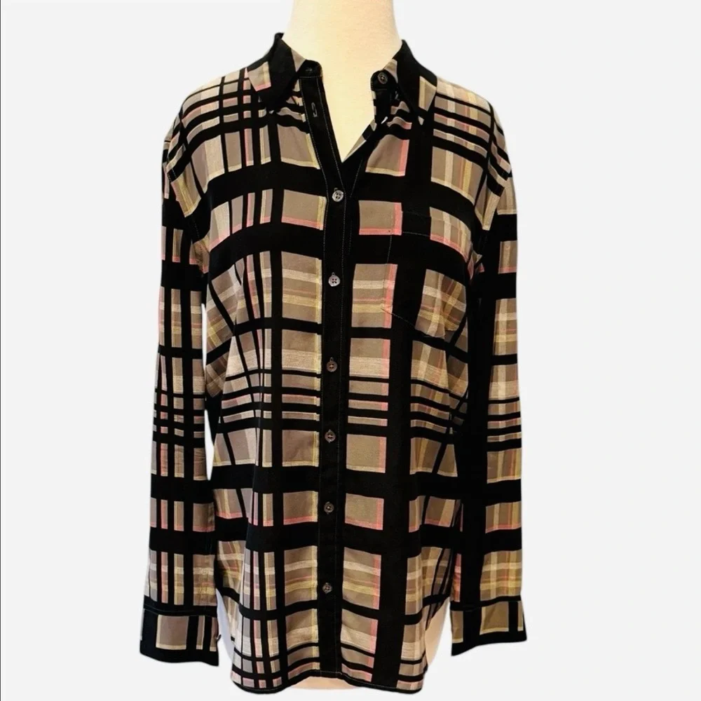 Equipment Femme 100% Silk Plaid Button Down Blouse Shirt Size Small - Picture 4 of 9